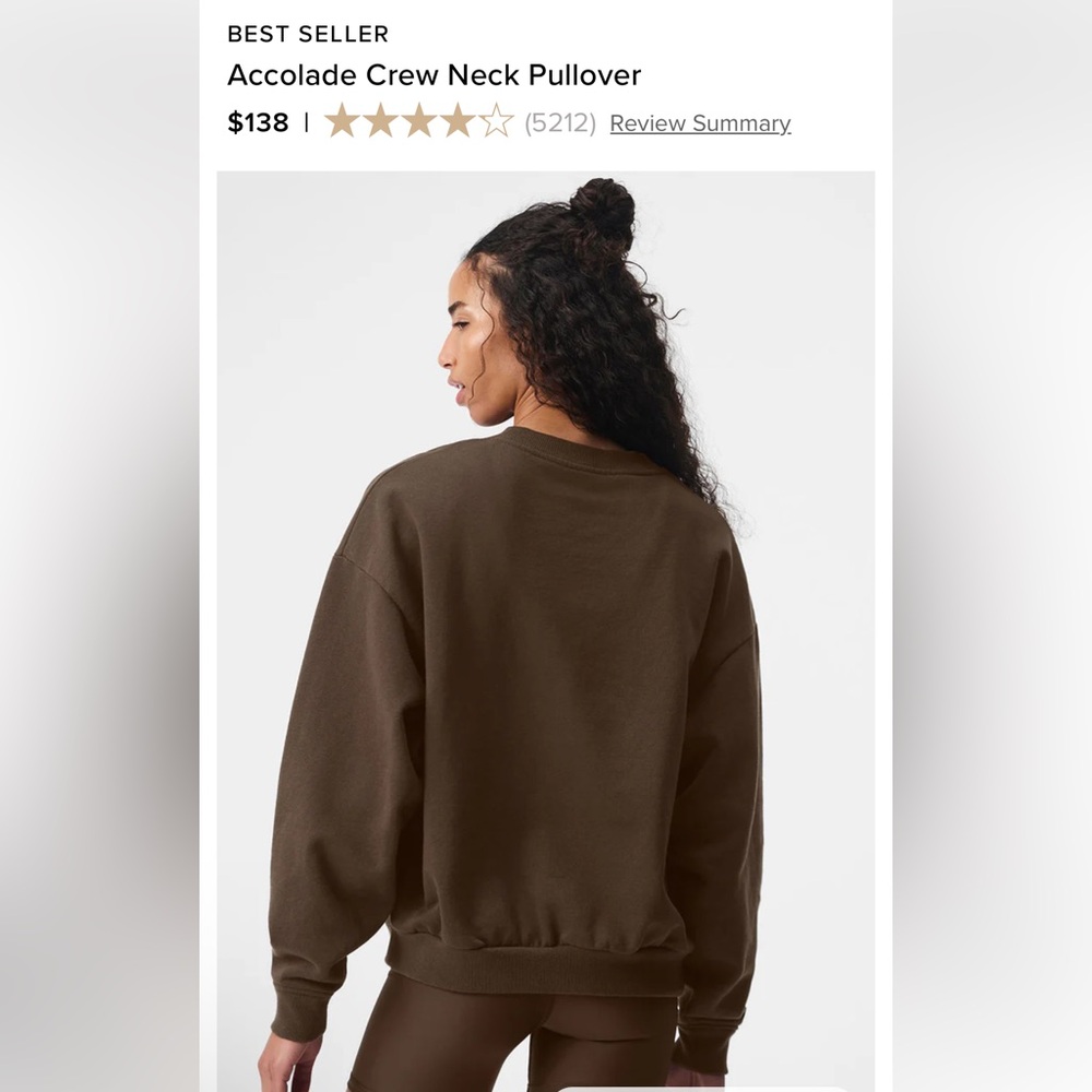 Alo Accolade Crew Neck Brown Pullover - Picture 2 of 8
